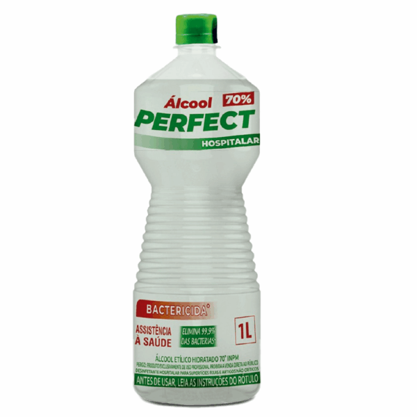 Álcool 70° INPM Bactericida Hospitalar 1 Litro Desinfecção profissional para ambientes de saúde